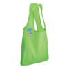 shopper ripiegabili in RPET verde mela, senza logo o personalizzabili con grafica a scelta.